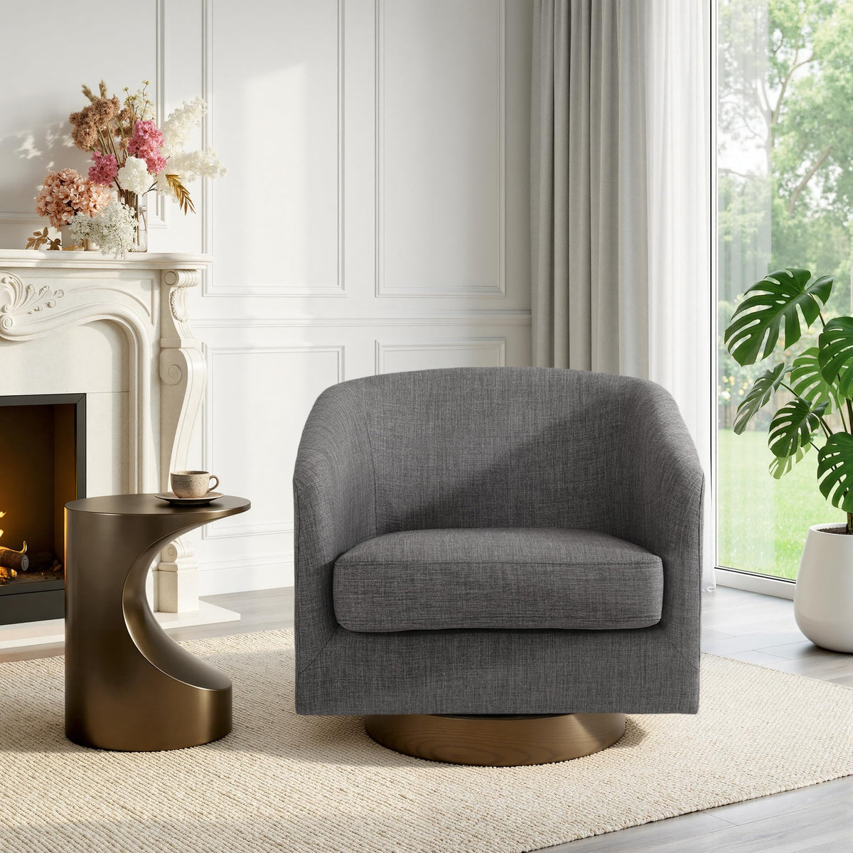 UIXE Swivel Barrel Accent Armchair for Living Room