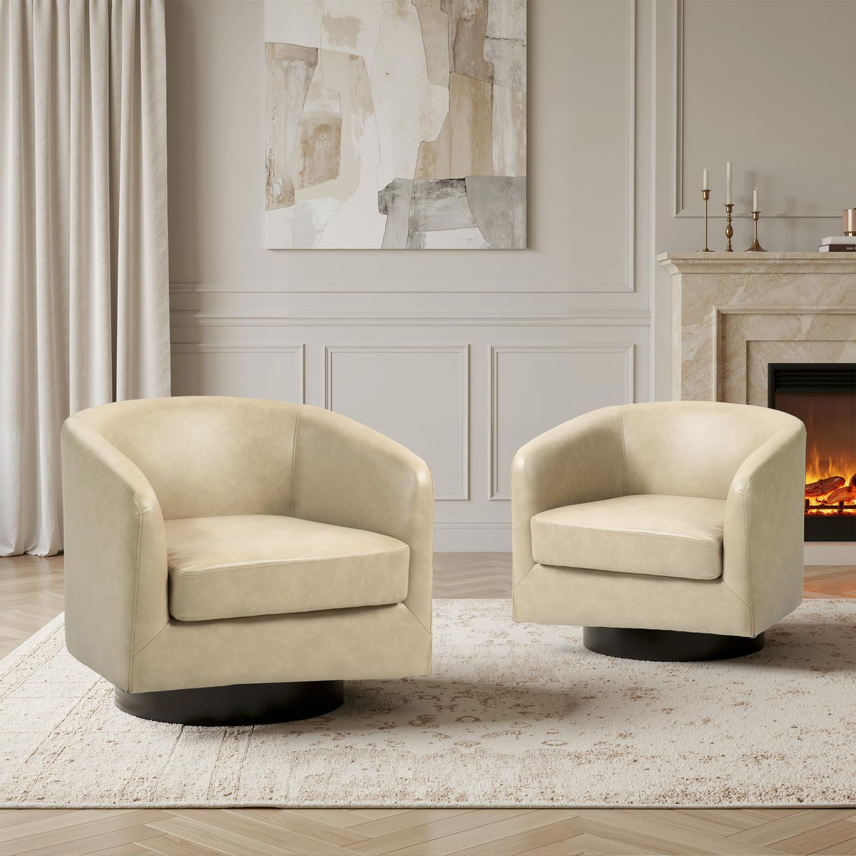 UIXE Swivel Barrel Accent Armchair for Living Room