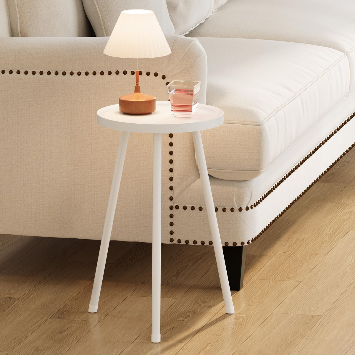 YAUKTAK Mini Round Side Table for Small Living Spaces