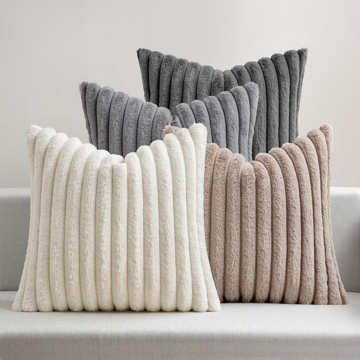 MIULEE Faux Fur Plush Decorative Throw Pillow Covers