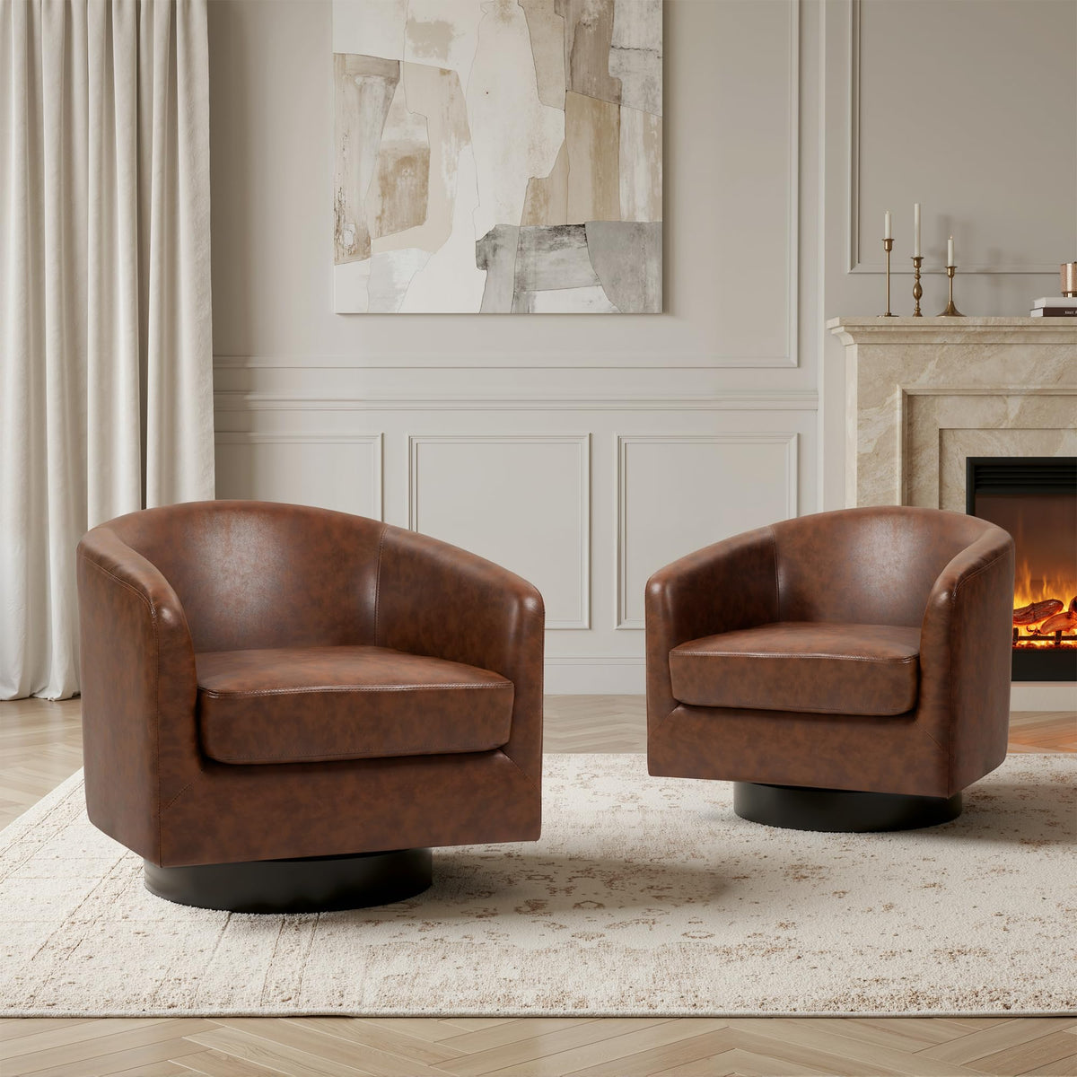 UIXE Swivel Barrel Accent Armchair for Living Room