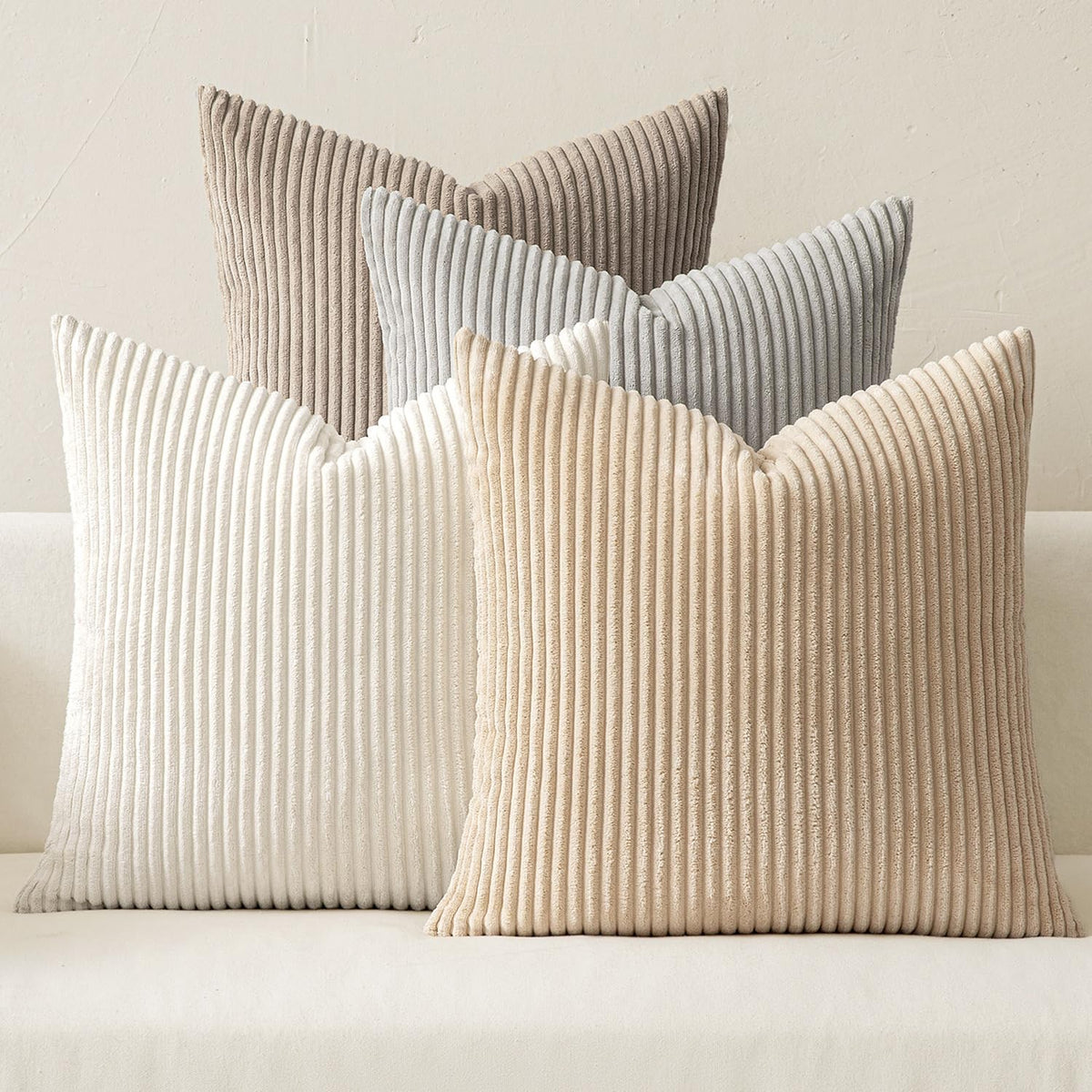 MIULEE Soft Corduroy Decorative Throw Pillow Covers, Set of 4