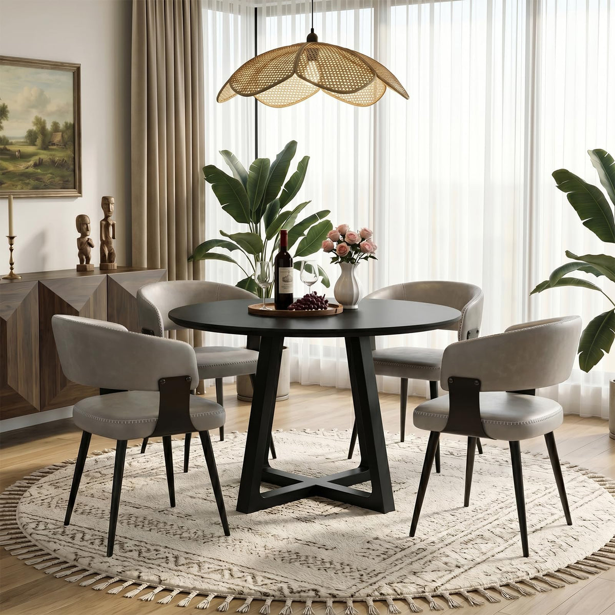 Euklea Modern Faux Leather Dining Chairs, Set of 2