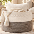 KAKAMAY 20 x 13-Inch Woven Cotton Rope Storage Basket