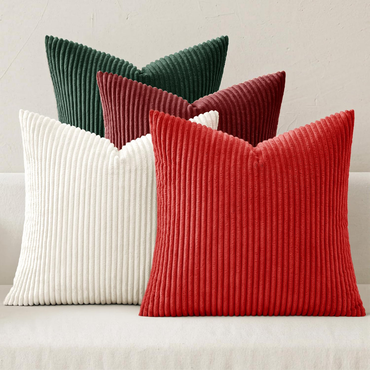 MIULEE Soft Corduroy Decorative Throw Pillow Covers, Set of 4