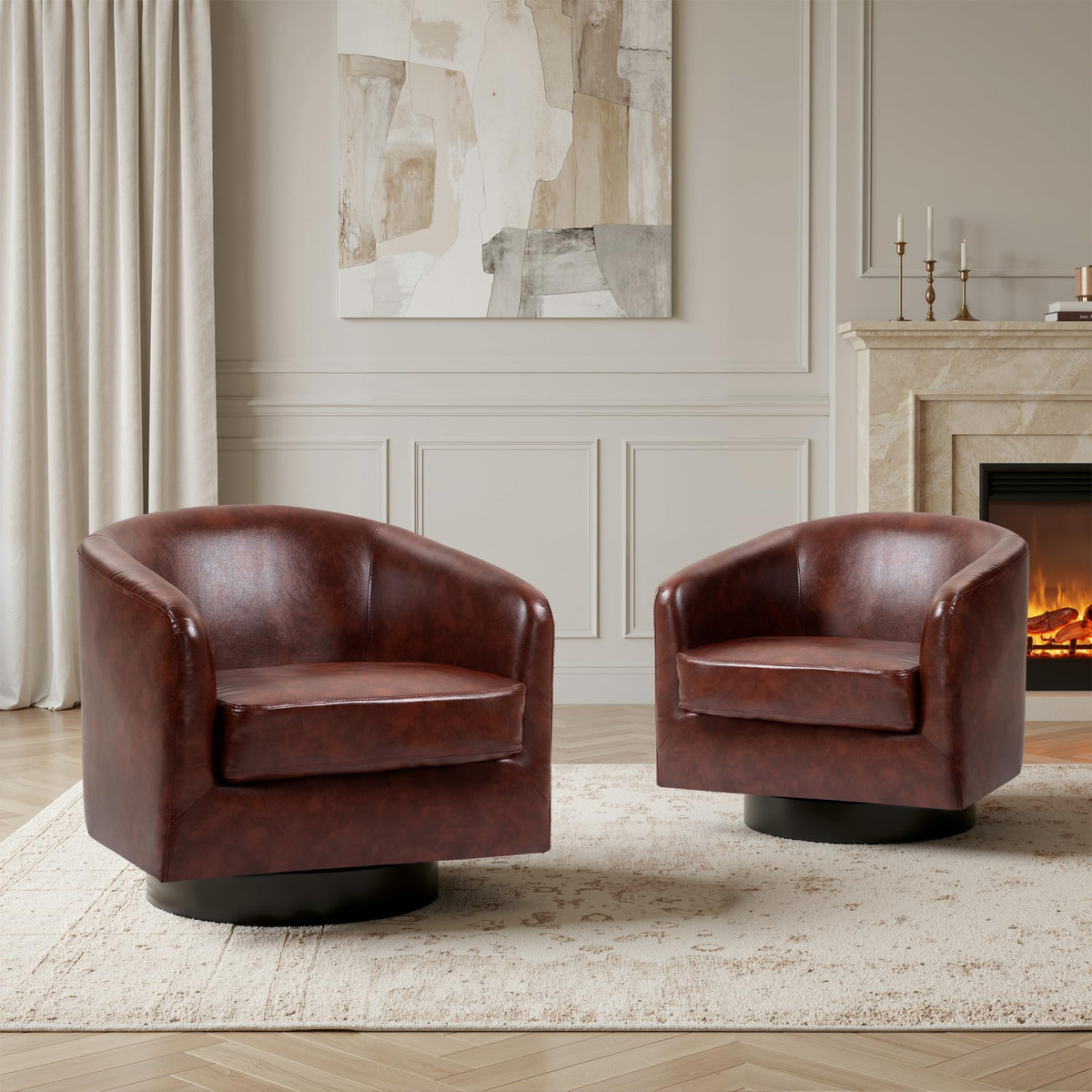 UIXE Swivel Barrel Accent Armchair for Living Room