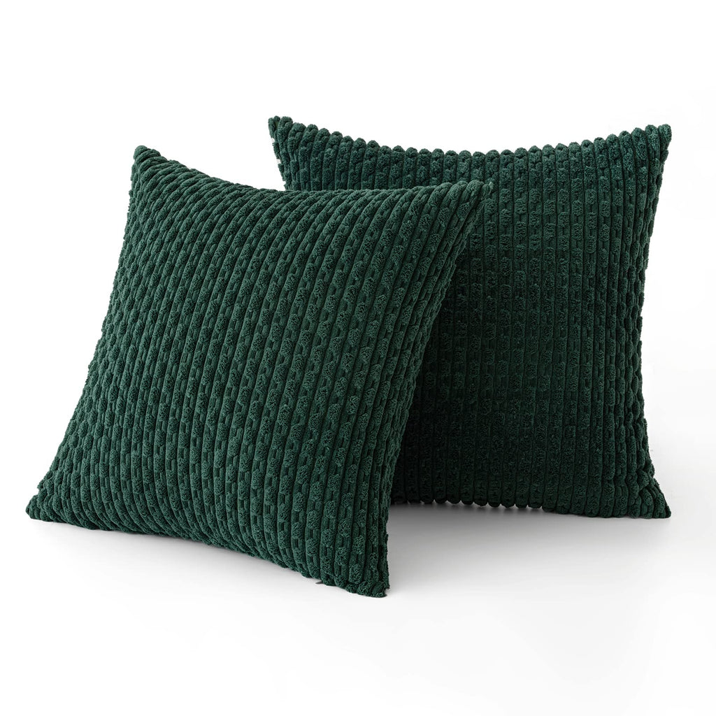 MIULEE Striped Corduroy Throw Pillow Covers, Set of 2