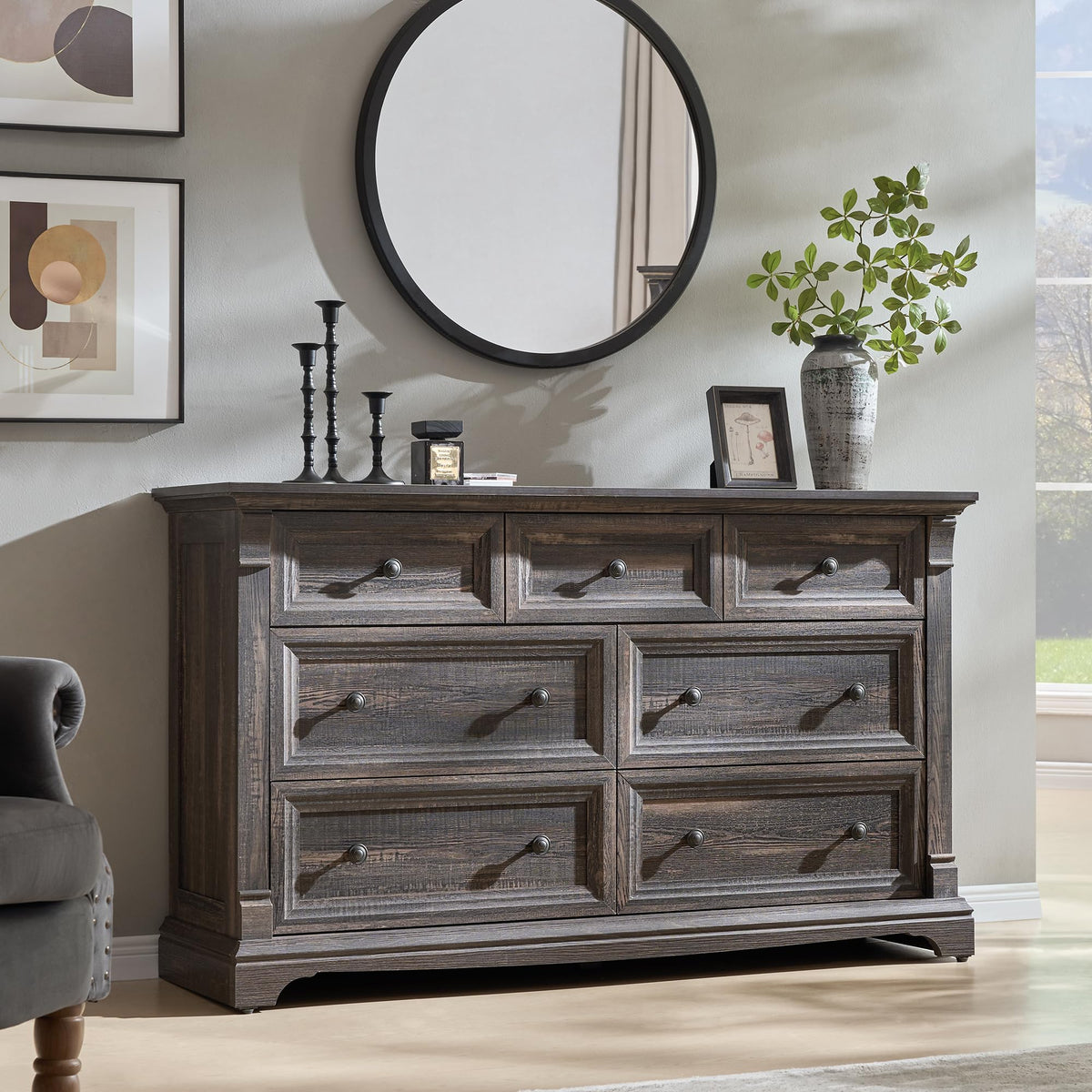 T4TREAM Farmhouse Drawer Dresser for Bedroom Storage