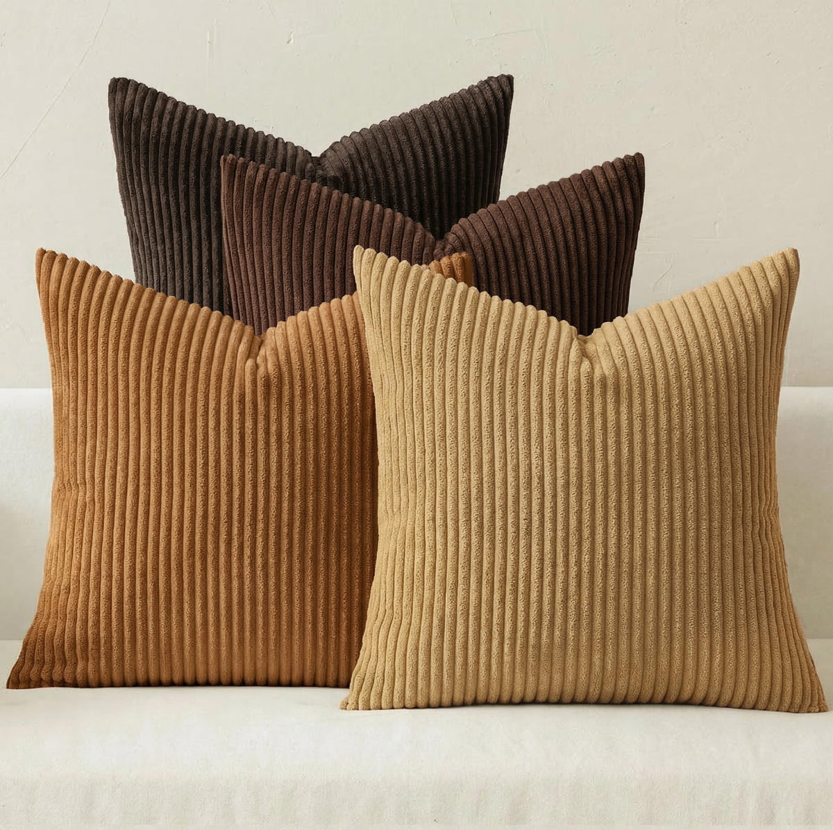 MIULEE Soft Corduroy Decorative Throw Pillow Covers, Set of 4