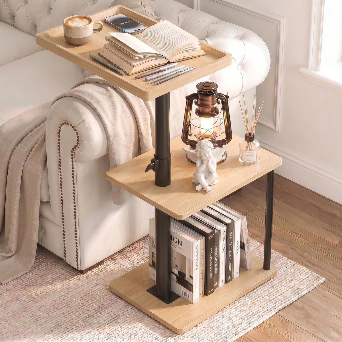 Faesun Swivel Side Table for Living Room & Bedroom