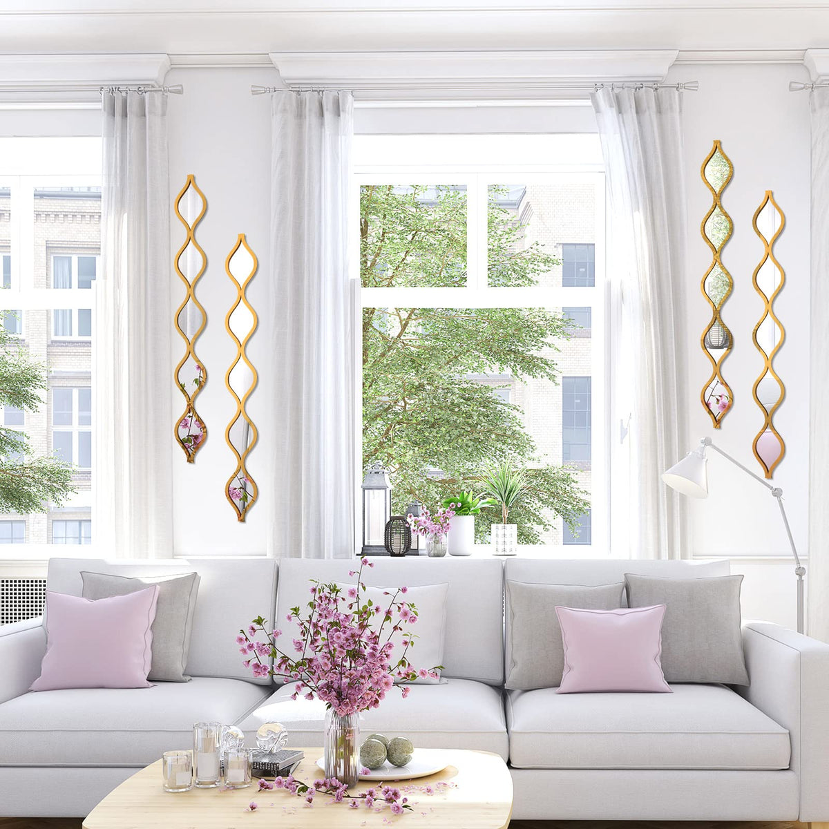 Qunclay Teardrop Decorative Wall Mirrors, Set of 4