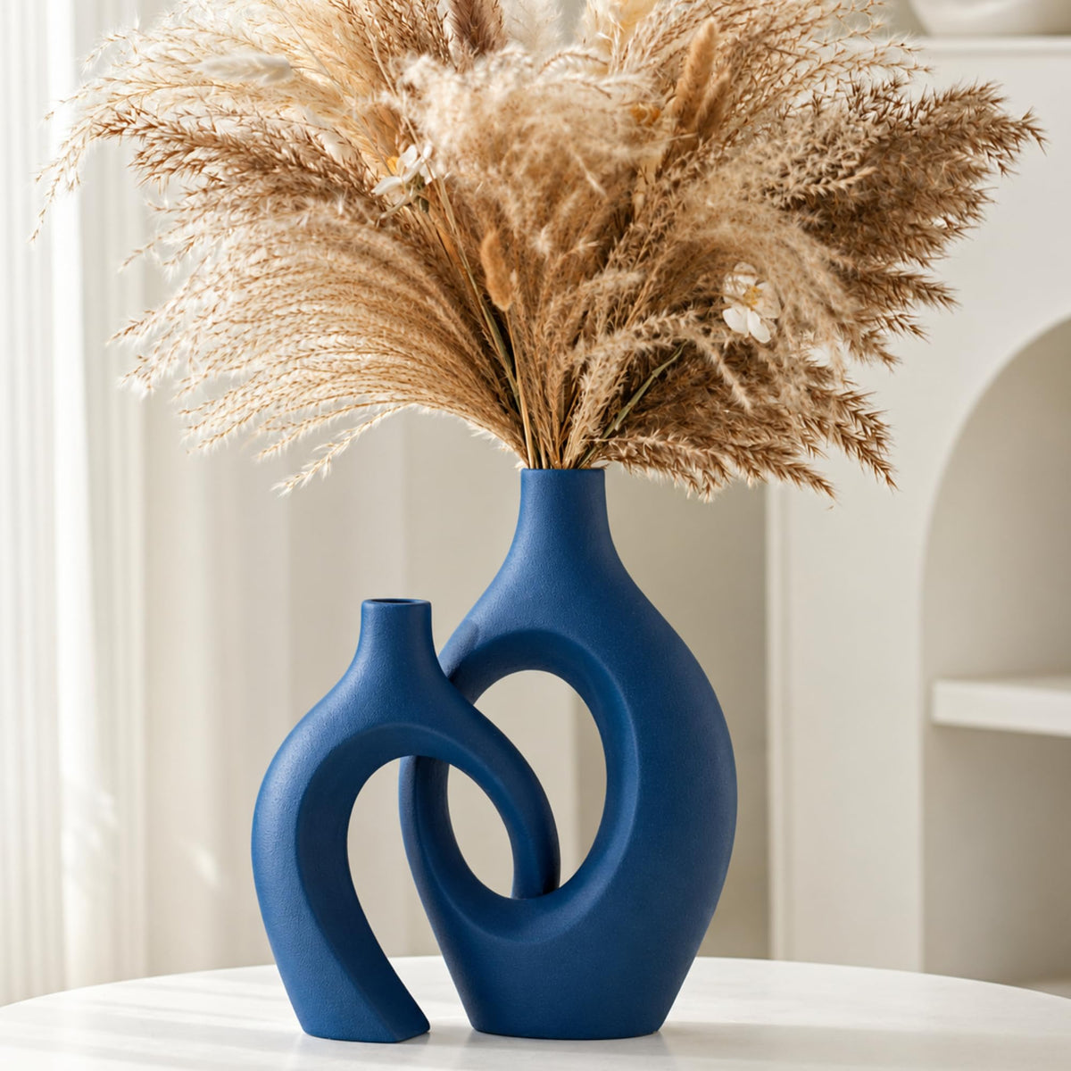 Lvases Cream White Hollow Ceramic Decorative Vases, Set of 2