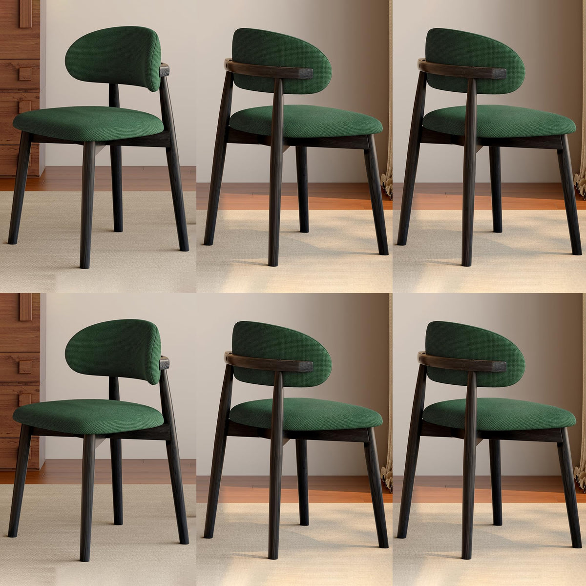 smudyizi Mid-Century Wooden Dining Chairs, Set of 4