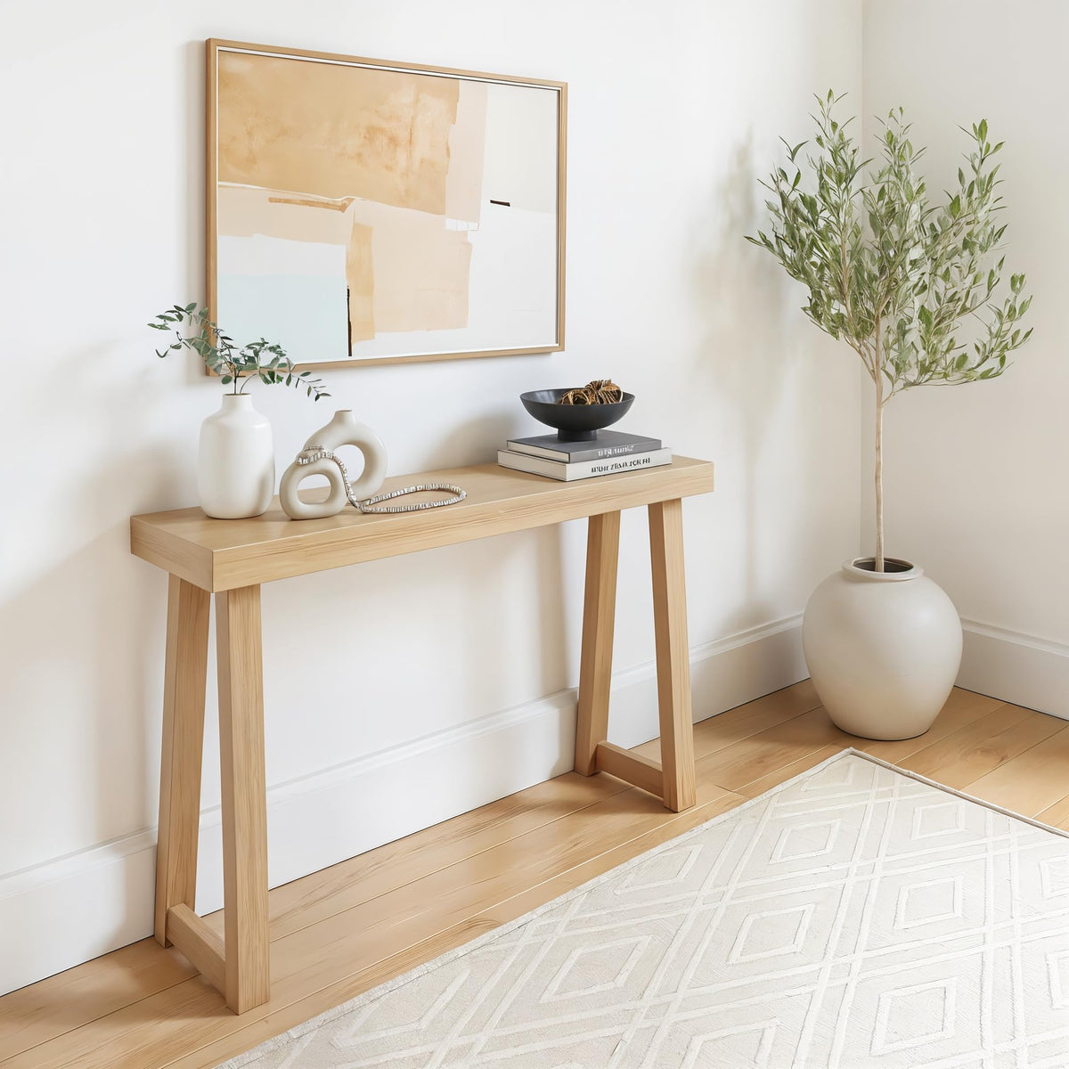 Plank+Beam Solid Wood Console Table for Entryway Decor