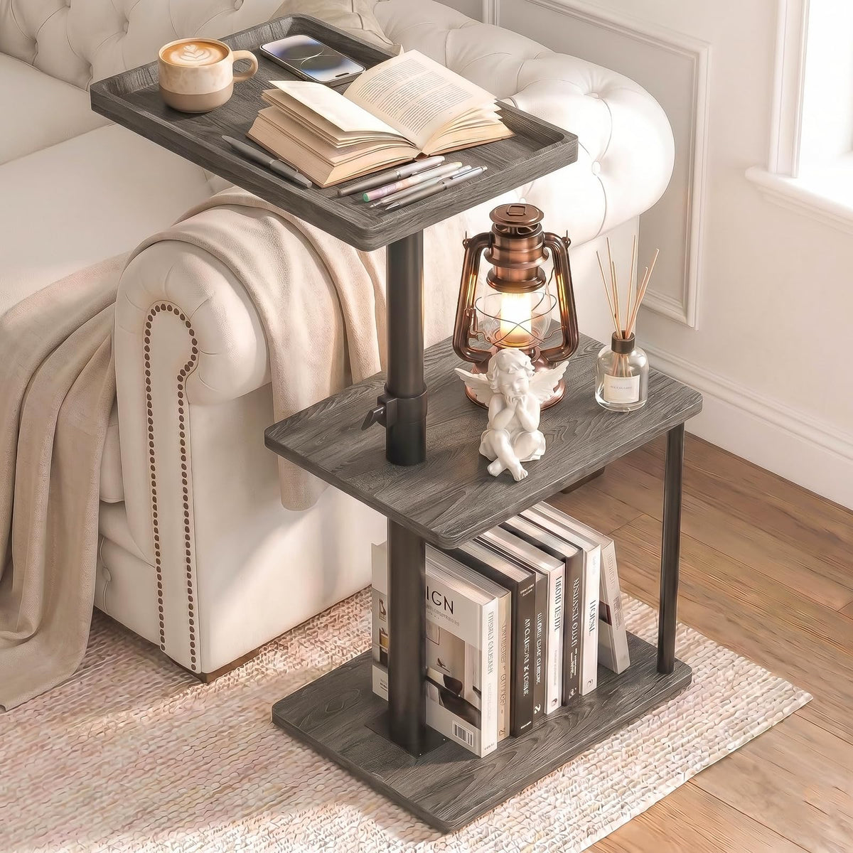 Faesun Swivel Side Table for Living Room & Bedroom