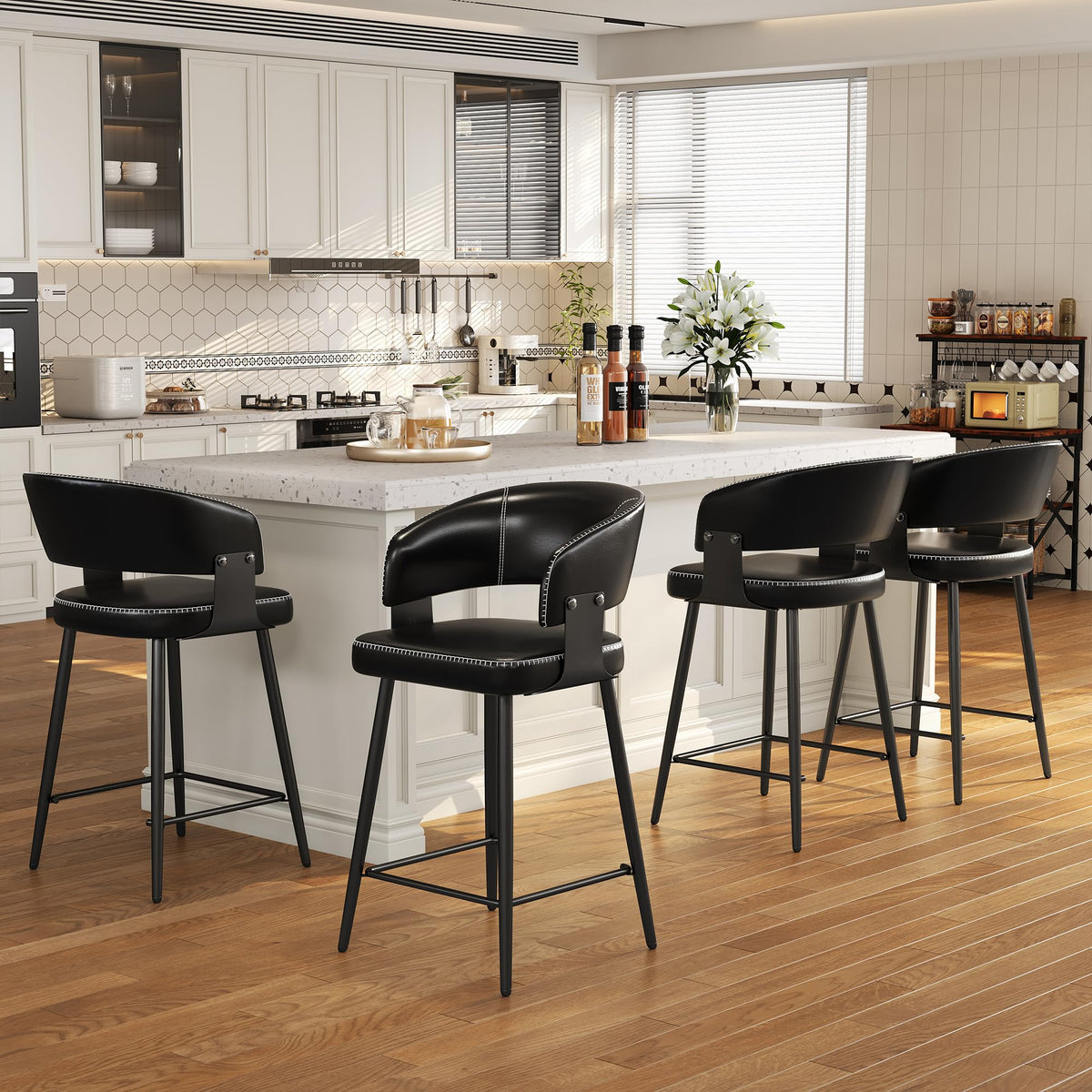 Euklea Modern Faux Leather Dining Chairs, Set of 2