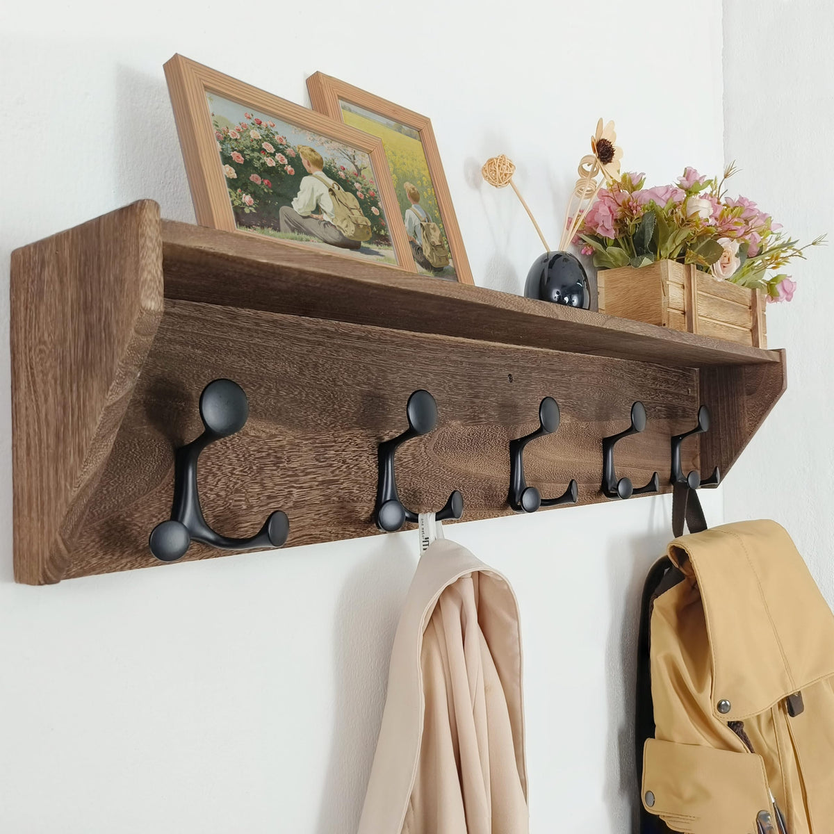 SKOLOO Heavy-Duty Wall-Mounted Coat Rack with Shelf