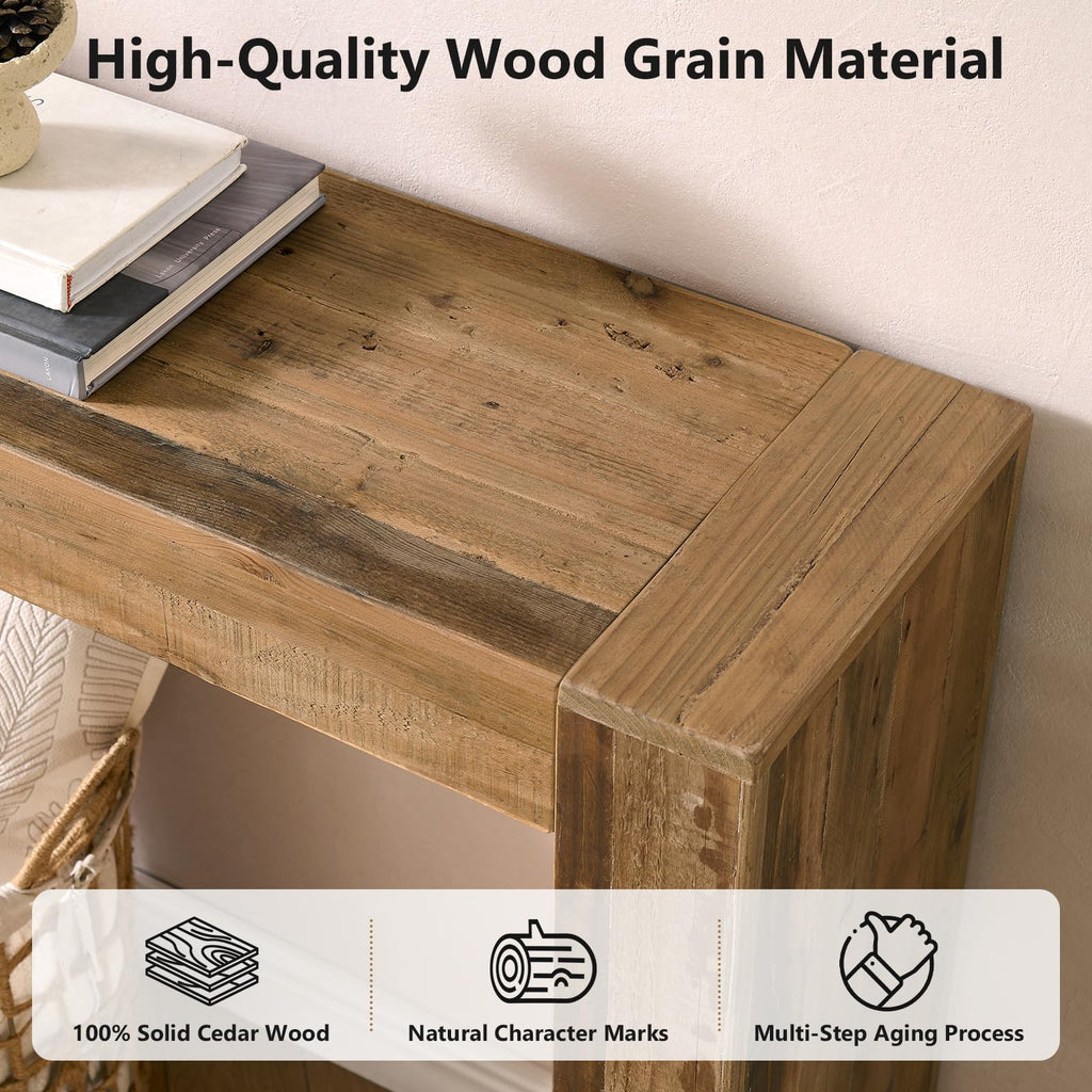 WINWY Solid Wood Console Table for Entryway & Living Room