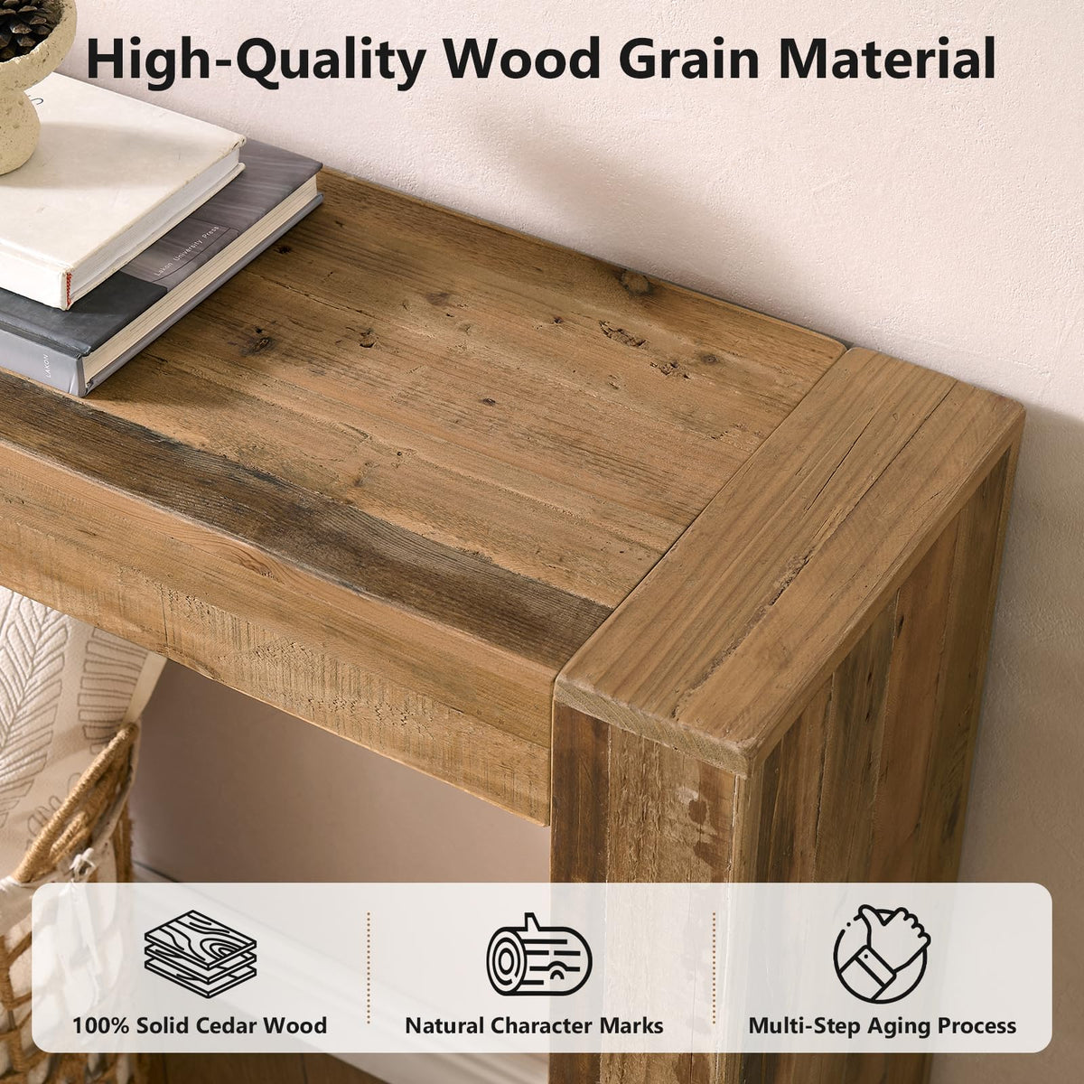 WINWY Solid Wood Console Table for Entryway & Living Room