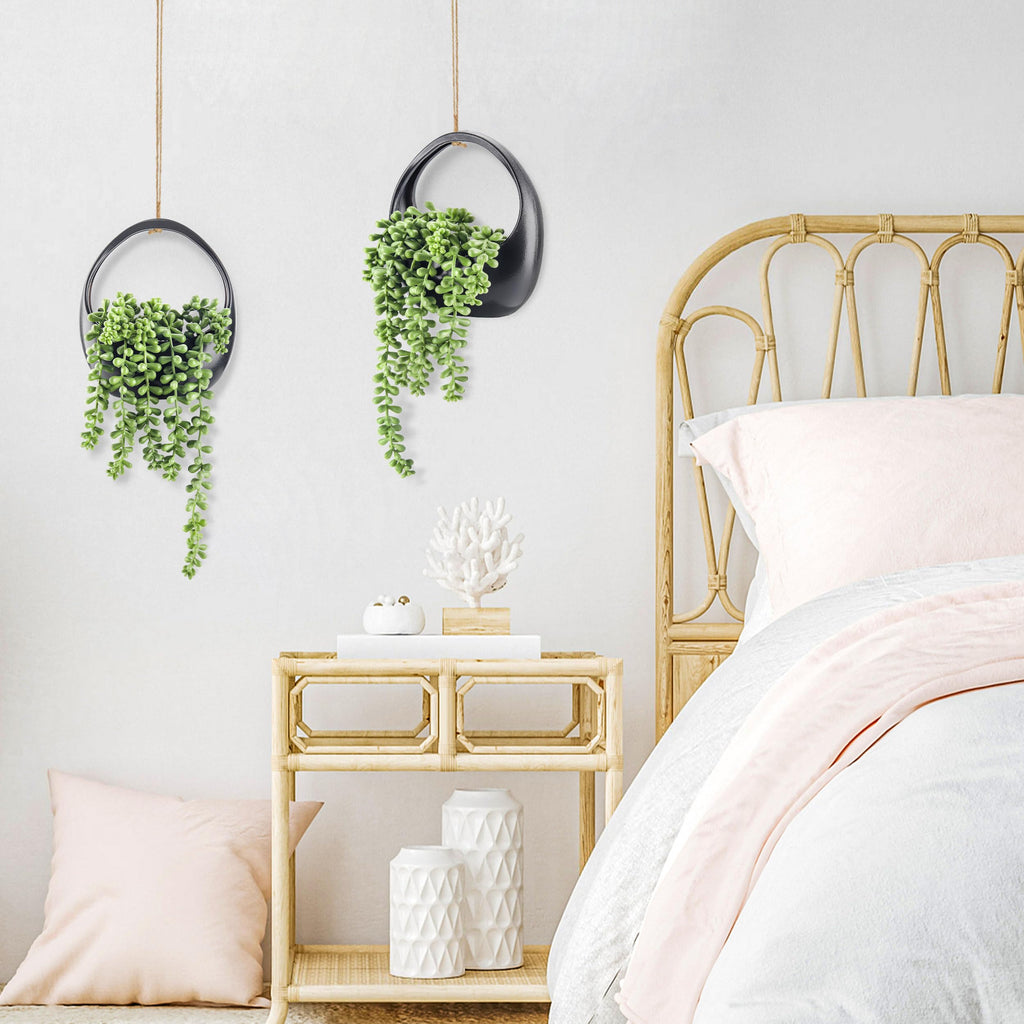 Der Rose Artificial Hanging Succulent Plants, Set of 2