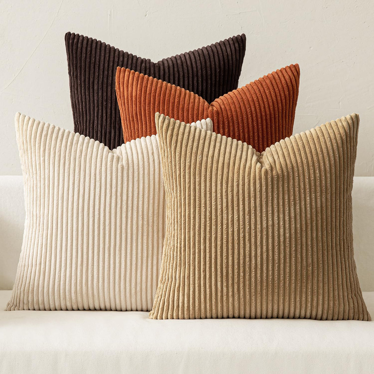 MIULEE Soft Corduroy Decorative Throw Pillow Covers, Set of 4
