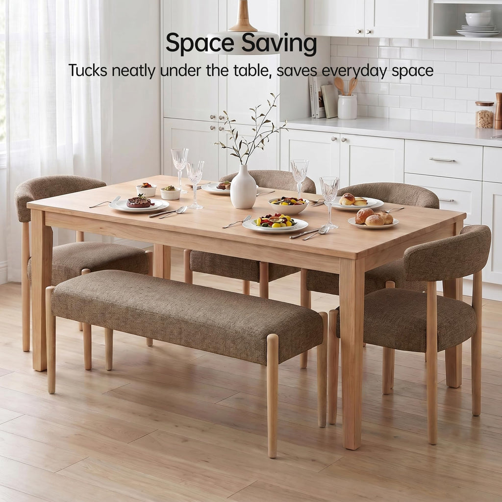 VKNOW Upholstered Dining Chairs, Set of 4 with Bench