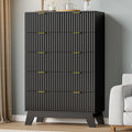 IAISRO 57-Inch Fluted 9-Drawer Dresser with Gold Handles
