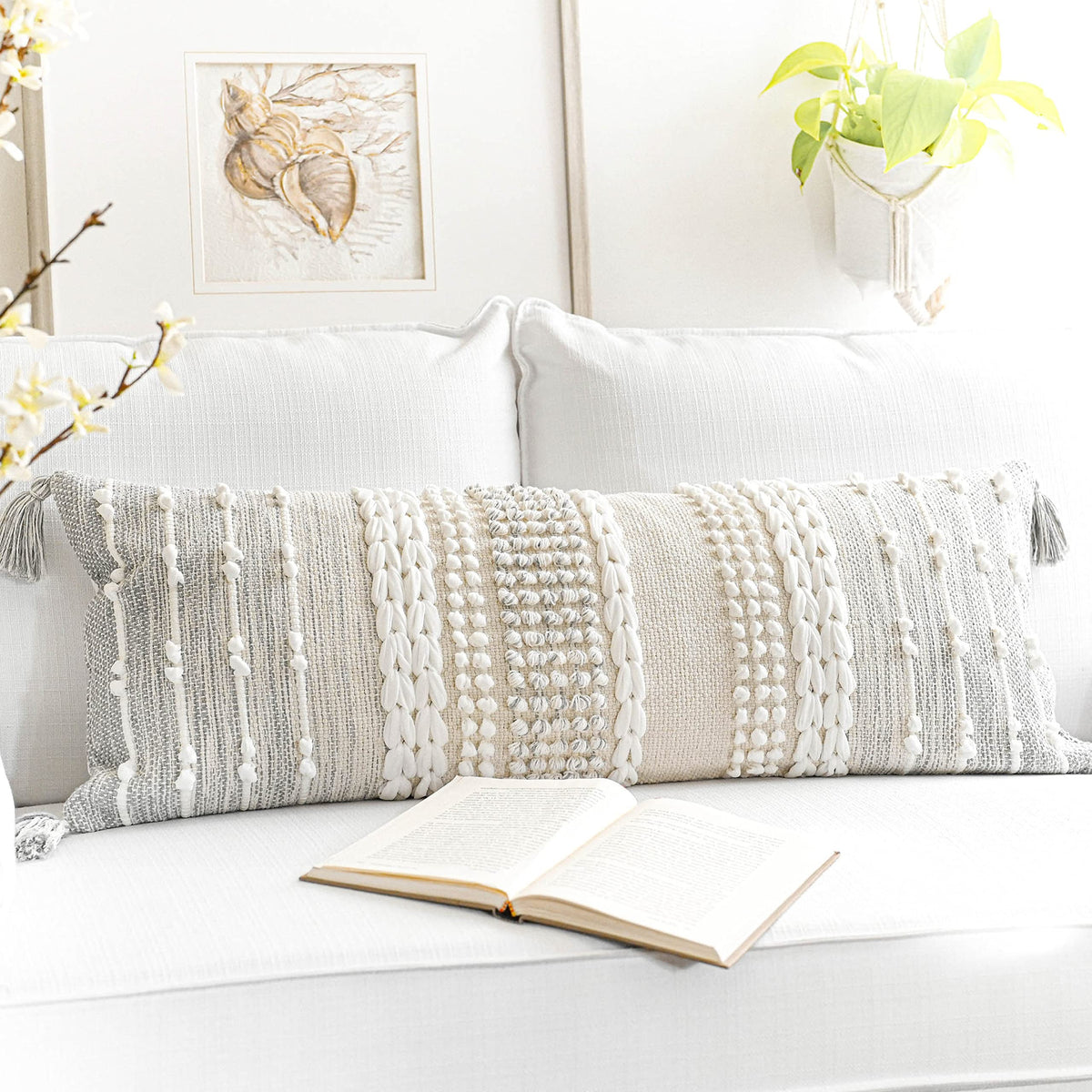 BlissBlush Boho Decorative Throw Pillow Cover for Sofa