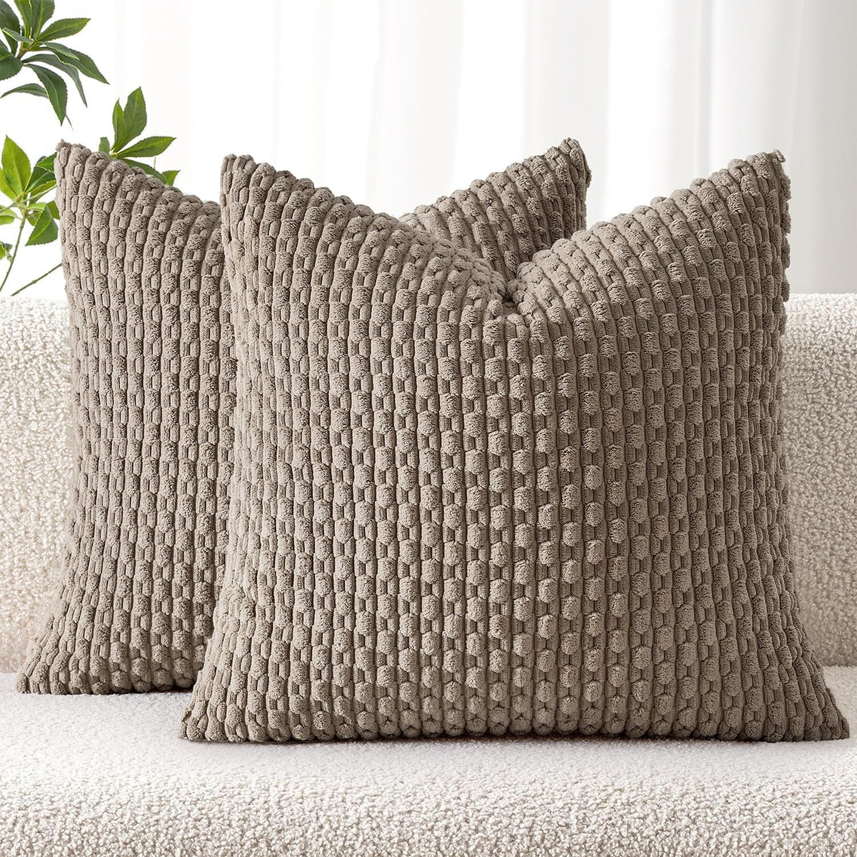 MIULEE Striped Corduroy Throw Pillow Covers, Set of 2