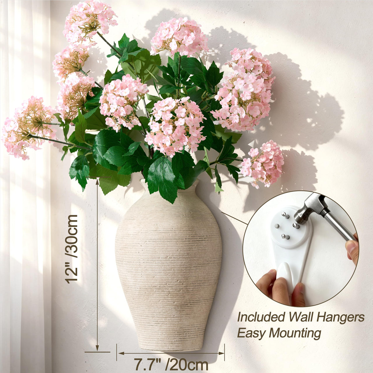 Vanselia Large Rustic Ceramic Flower Vase for Home Decor
