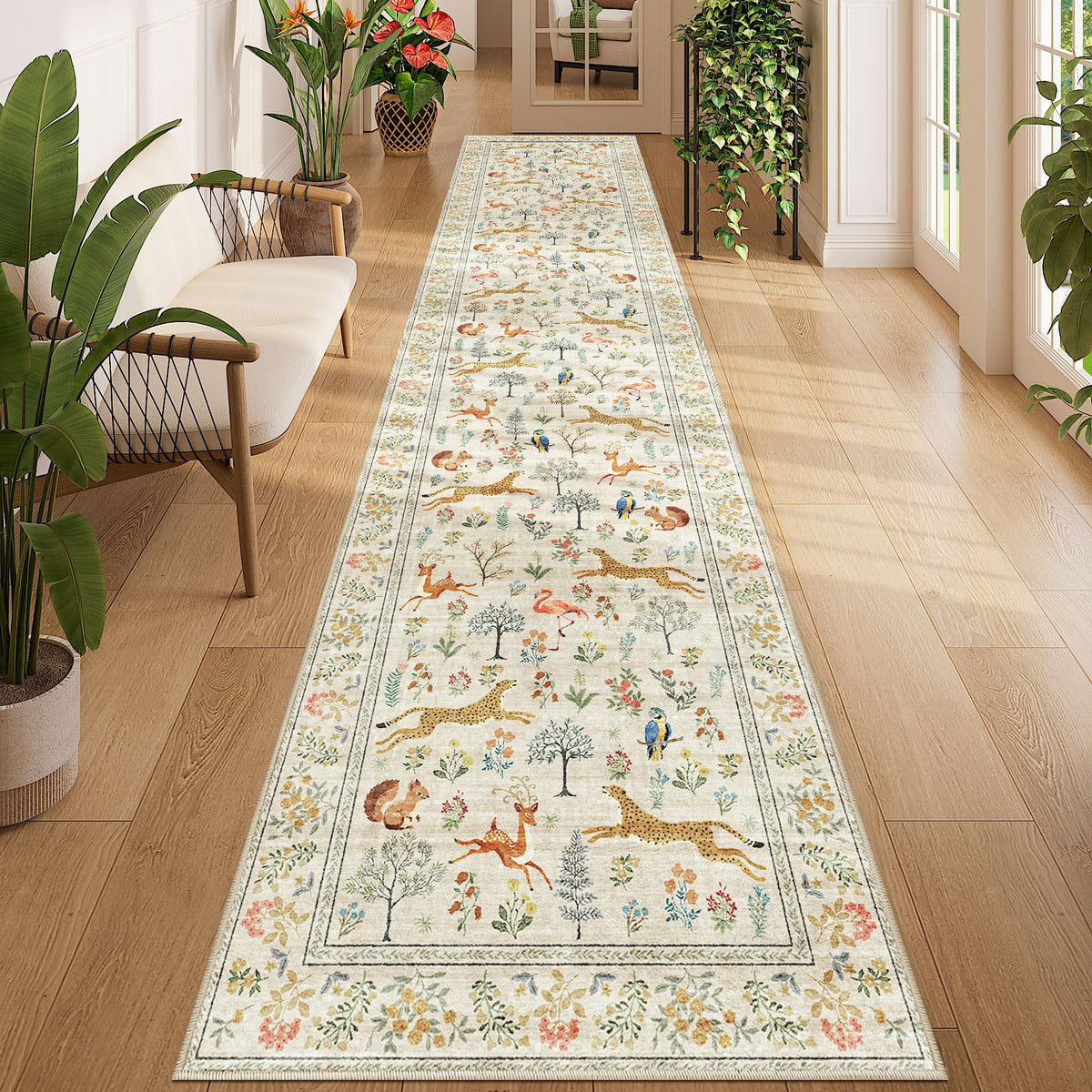 DUKINO Black Floral Area Rug for Modern Home Decor