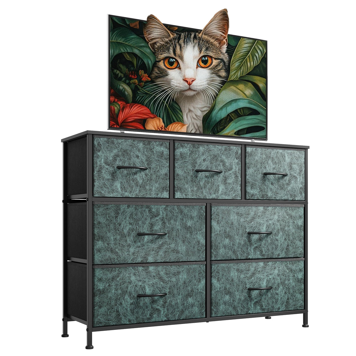 WLIVE 7-Drawer Fabric Storage Dresser with Wood Top