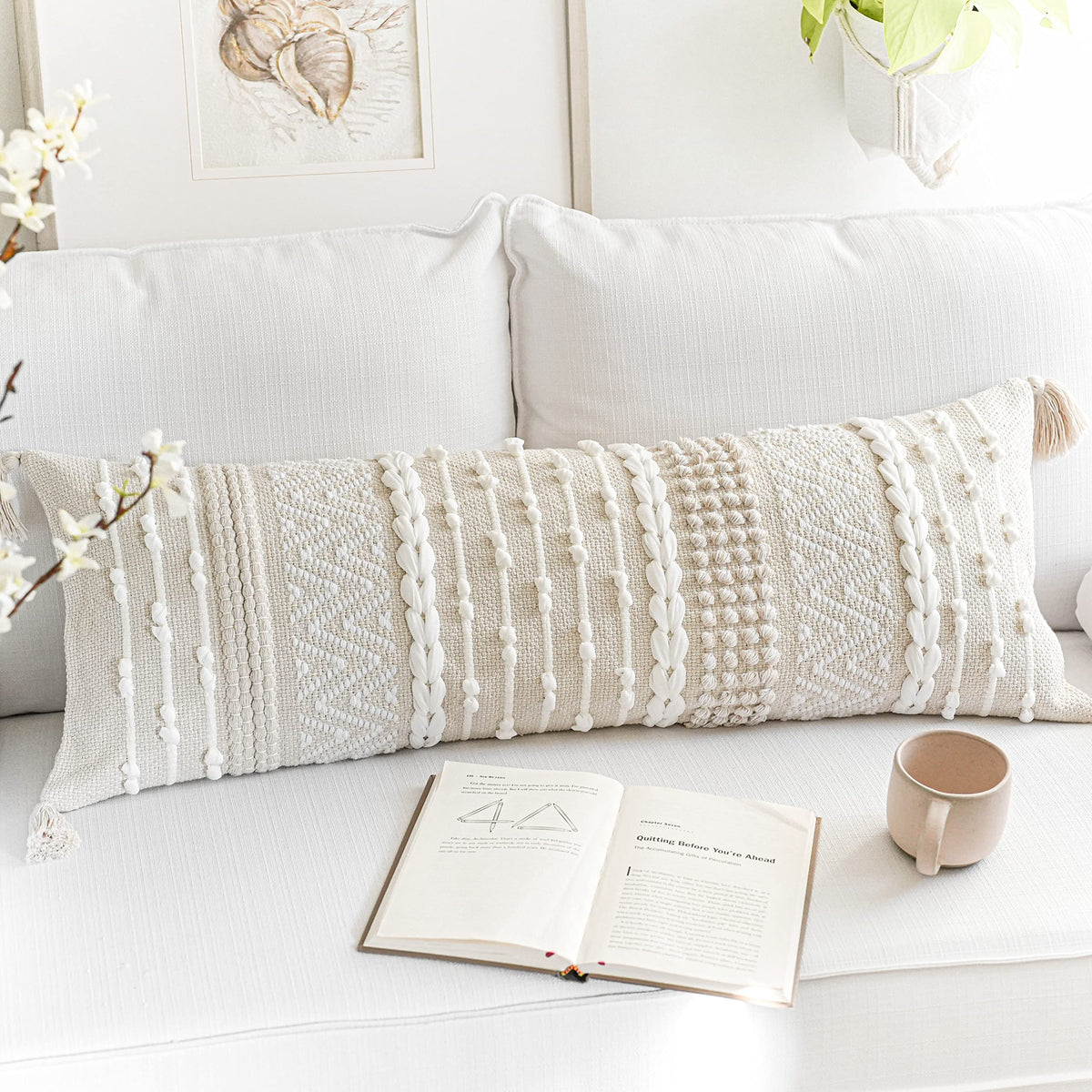 BlissBlush Boho Decorative Throw Pillow Cover for Sofa