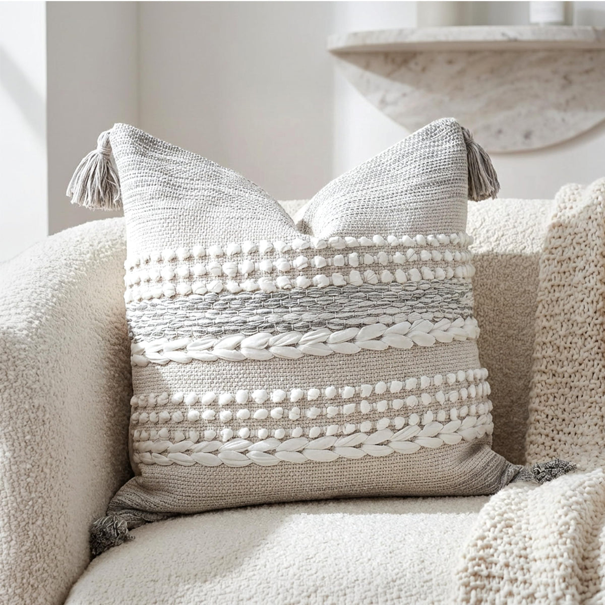 BlissBlush Boho Decorative Throw Pillow Cover for Sofa