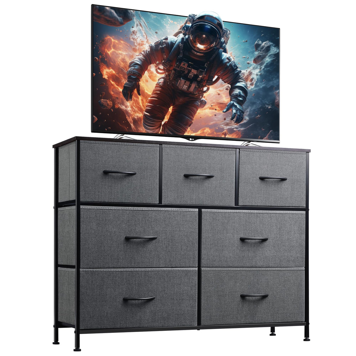 WLIVE 7-Drawer Fabric Storage Dresser with Wood Top