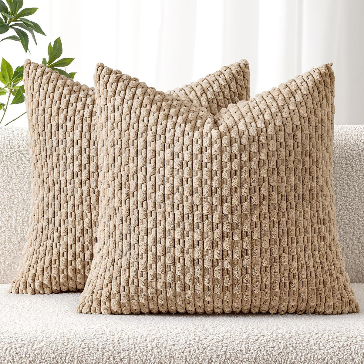 MIULEE Striped Corduroy Throw Pillow Covers, Set of 2