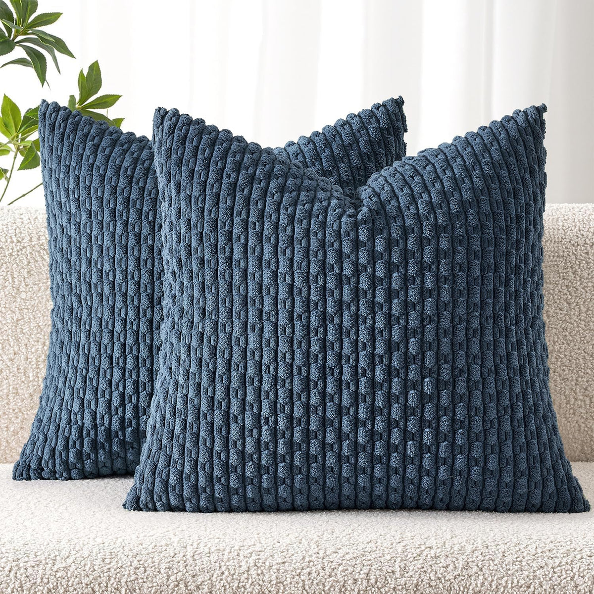 MIULEE Striped Corduroy Throw Pillow Covers, Set of 2