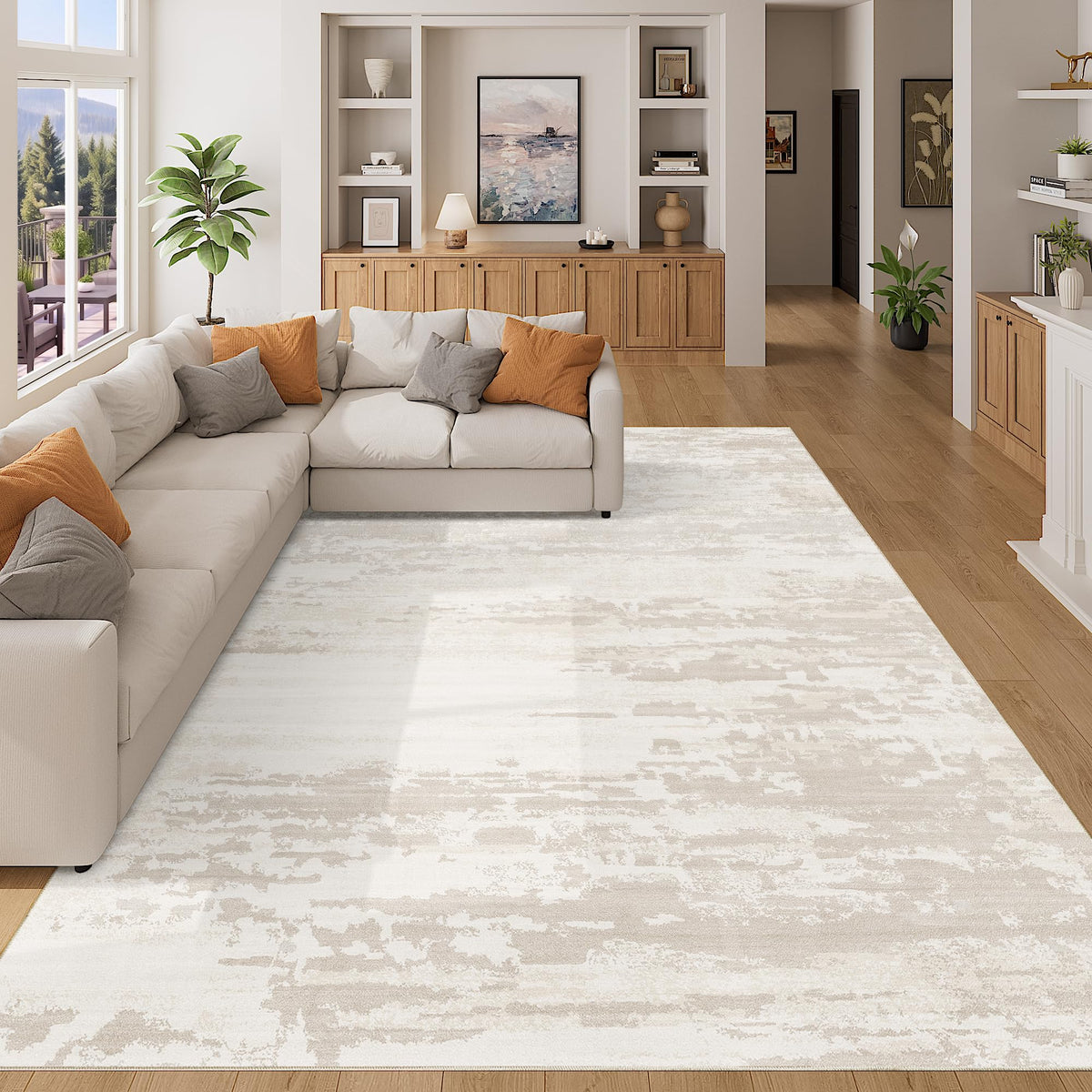 DUKINO Black Floral Area Rug for Modern Home Decor