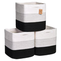 NaturalCozy 11-Inch Cube Rope Storage Baskets, 3-Pack