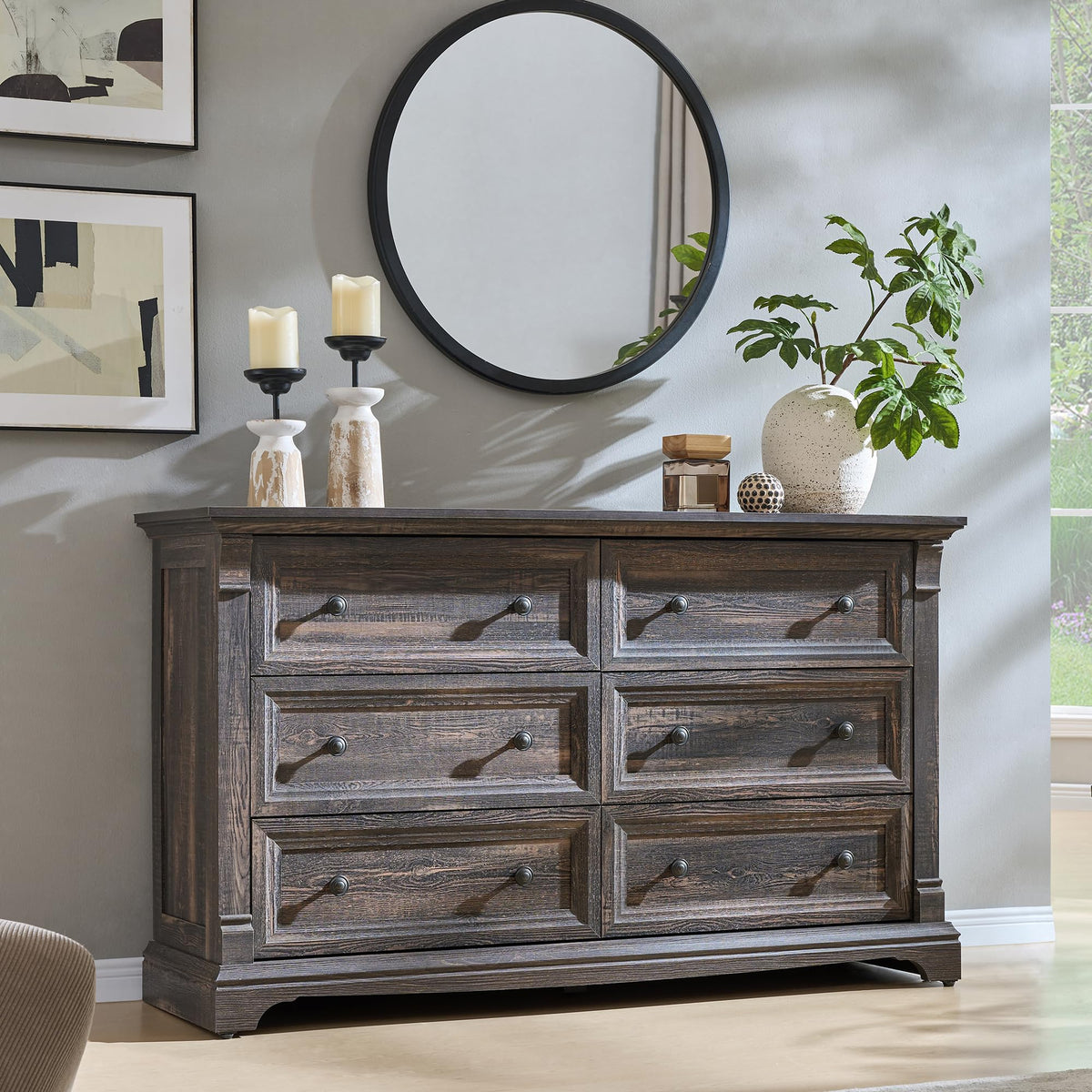T4TREAM Farmhouse Drawer Dresser for Bedroom Storage