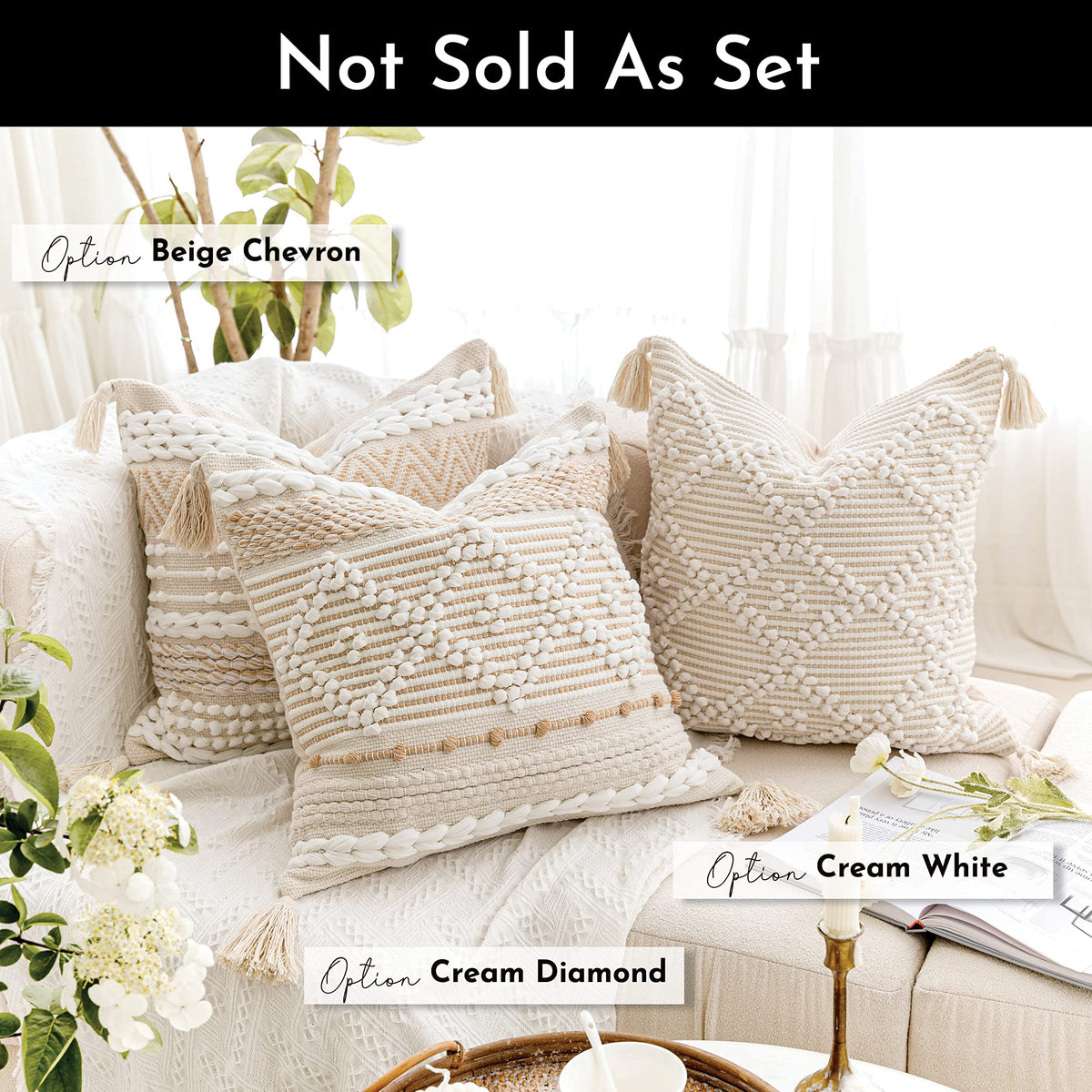 BlissBlush Boho Decorative Throw Pillow Cover for Sofa