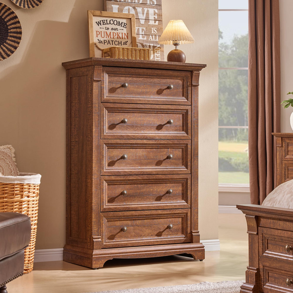 T4TREAM Farmhouse Drawer Dresser for Bedroom Storage