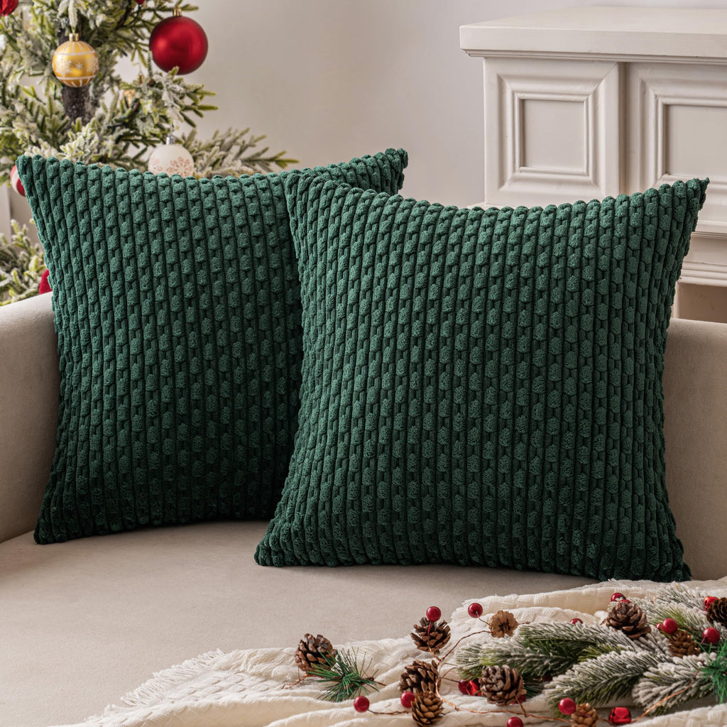 MIULEE Striped Corduroy Throw Pillow Covers, Set of 2