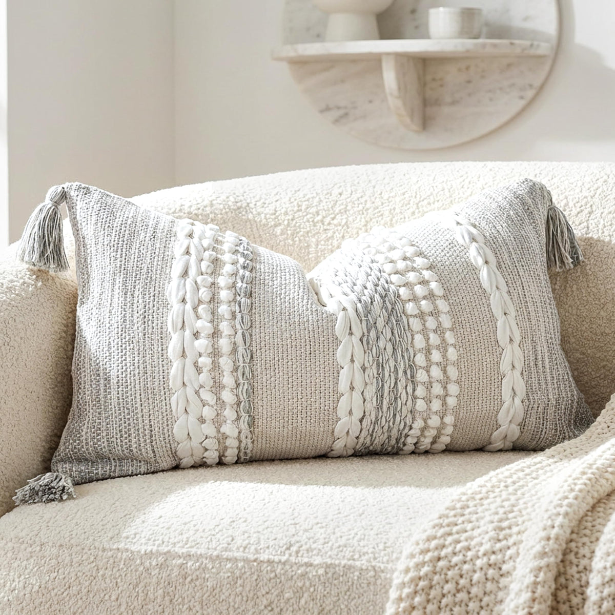 BlissBlush Boho Decorative Throw Pillow Cover for Sofa