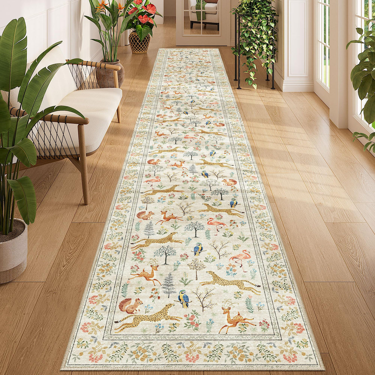 DUKINO Black Floral Area Rug for Modern Home Decor