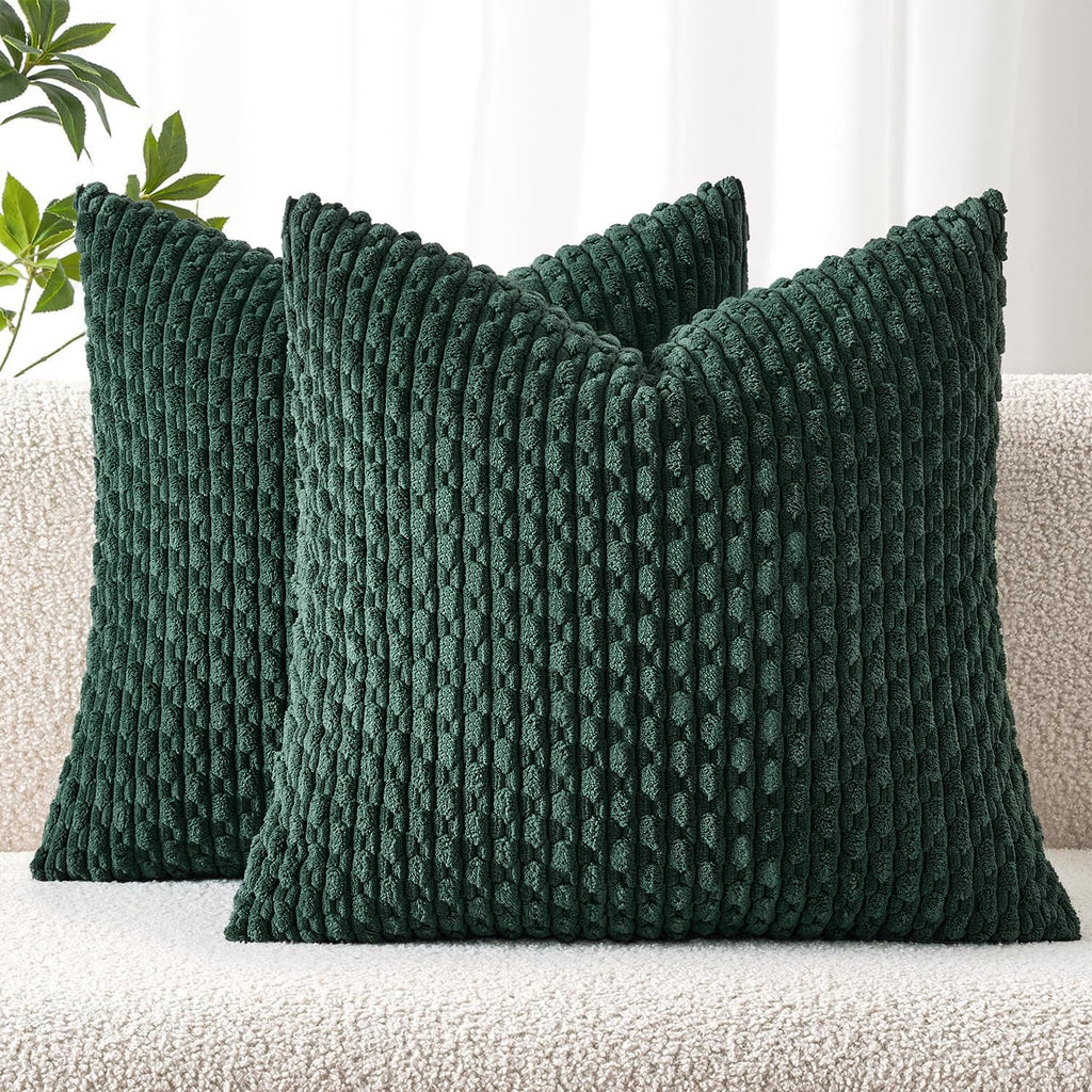MIULEE Striped Corduroy Throw Pillow Covers, Set of 2