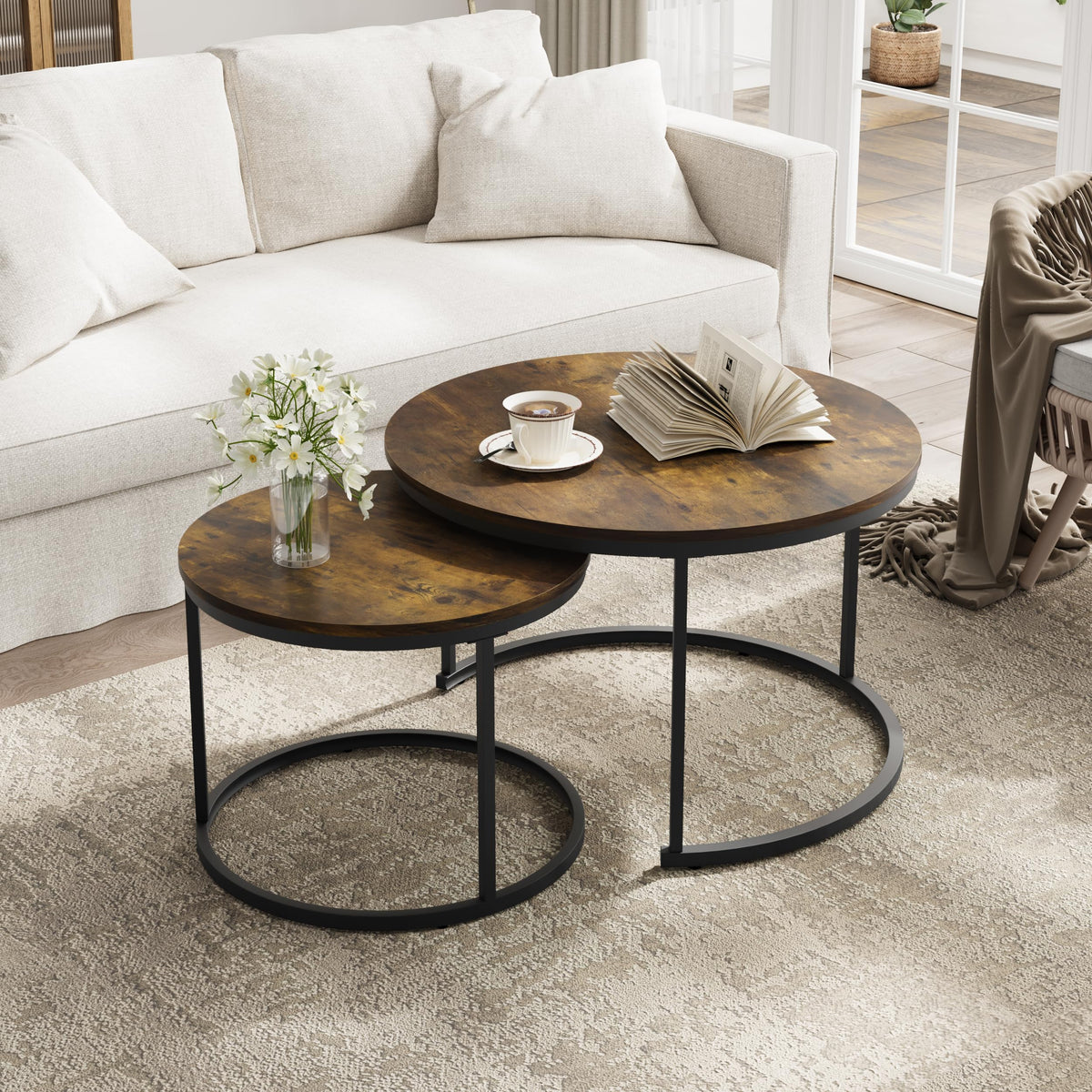Smuxee Nesting Coffee Tables for Living Room, Set of 2