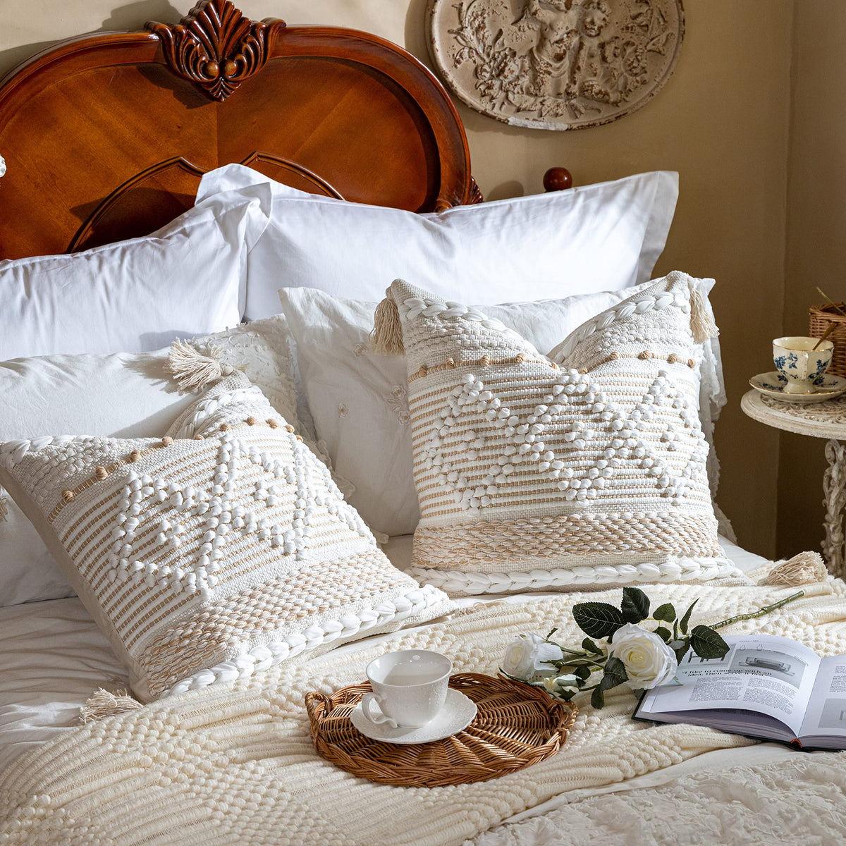 BlissBlush Boho Decorative Throw Pillow Cover for Sofa
