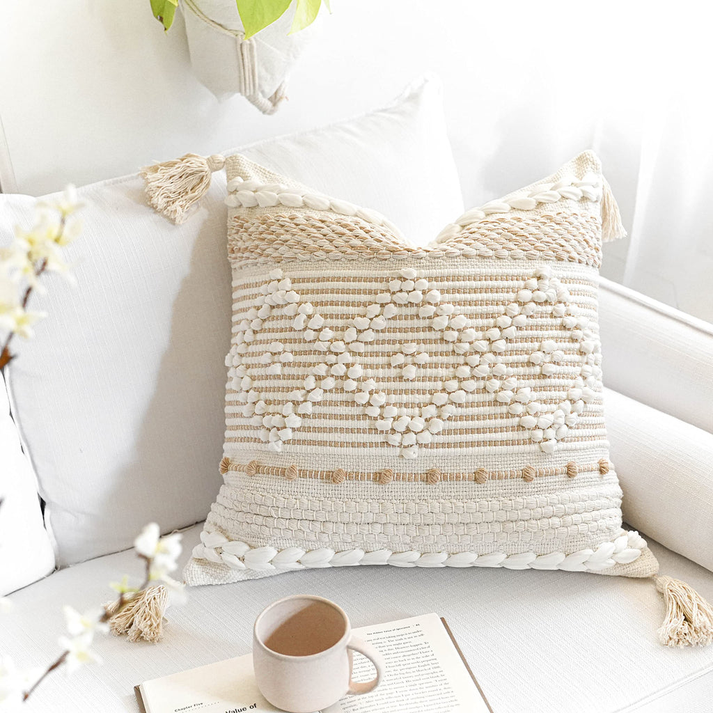 BlissBlush Boho Decorative Throw Pillow Cover for Sofa