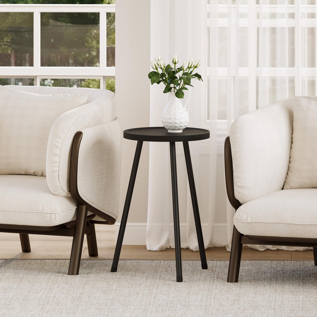 YAUKTAK Mini Round Side Table for Small Living Spaces
